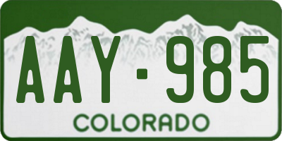 CO license plate AAY985