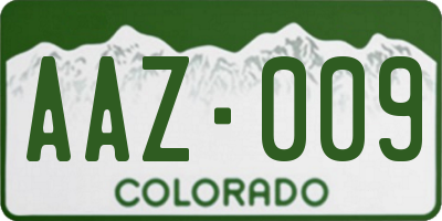CO license plate AAZ009