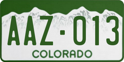 CO license plate AAZ013