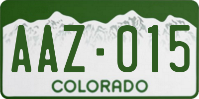 CO license plate AAZ015