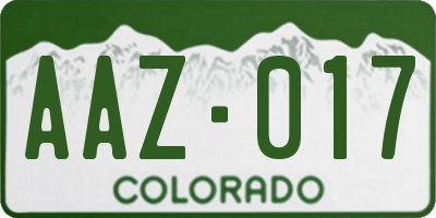 CO license plate AAZ017