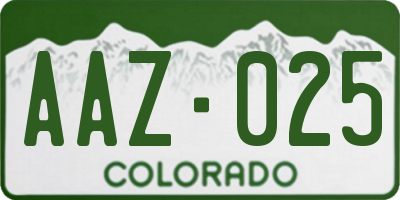 CO license plate AAZ025