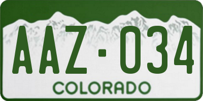 CO license plate AAZ034