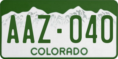 CO license plate AAZ040