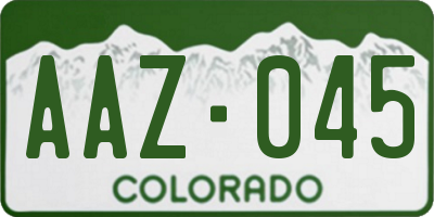 CO license plate AAZ045