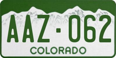 CO license plate AAZ062