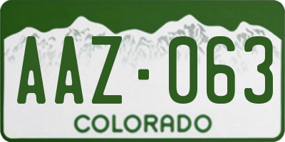 CO license plate AAZ063