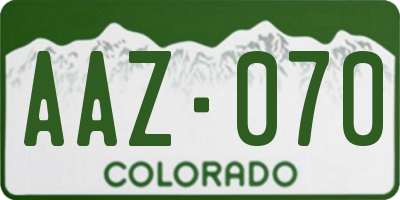 CO license plate AAZ070