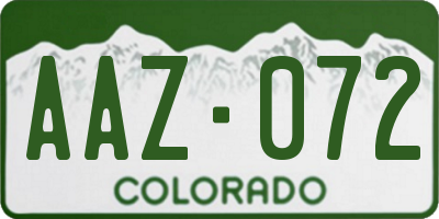 CO license plate AAZ072