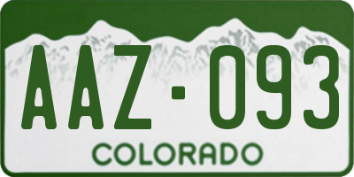 CO license plate AAZ093