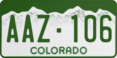 CO license plate AAZ106
