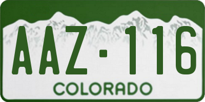 CO license plate AAZ116