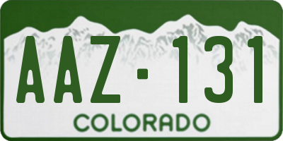 CO license plate AAZ131
