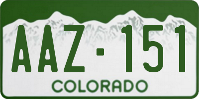 CO license plate AAZ151