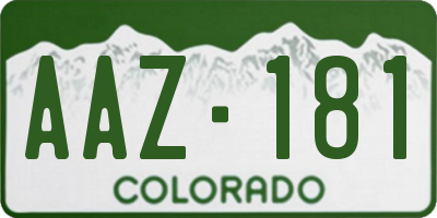 CO license plate AAZ181