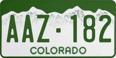 CO license plate AAZ182