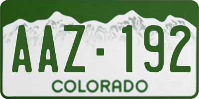 CO license plate AAZ192