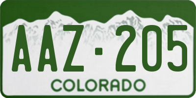 CO license plate AAZ205