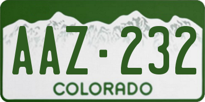 CO license plate AAZ232