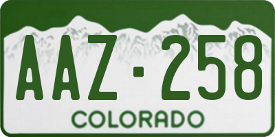 CO license plate AAZ258