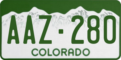 CO license plate AAZ280