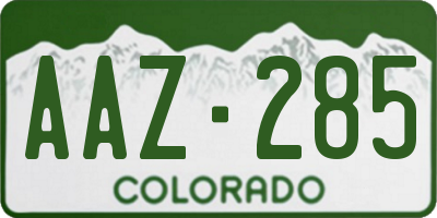 CO license plate AAZ285
