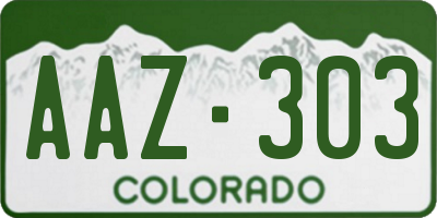 CO license plate AAZ303