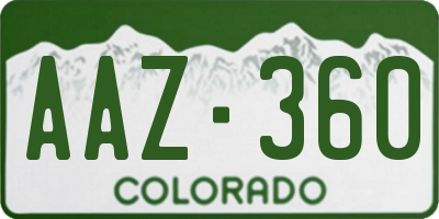 CO license plate AAZ360
