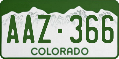 CO license plate AAZ366