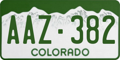 CO license plate AAZ382
