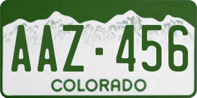 CO license plate AAZ456