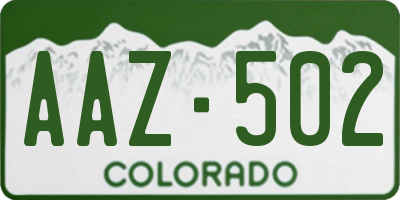 CO license plate AAZ502