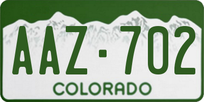 CO license plate AAZ702