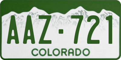 CO license plate AAZ721