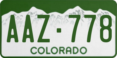 CO license plate AAZ778