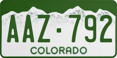 CO license plate AAZ792