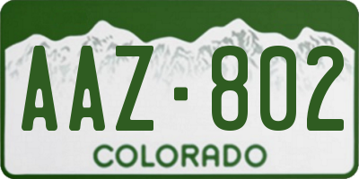 CO license plate AAZ802