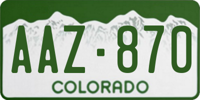 CO license plate AAZ870