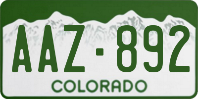 CO license plate AAZ892