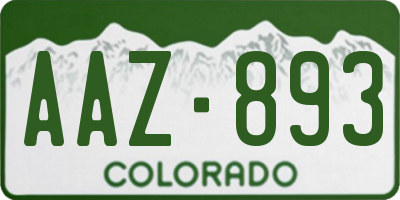 CO license plate AAZ893