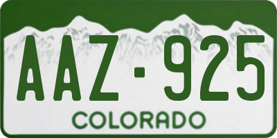 CO license plate AAZ925
