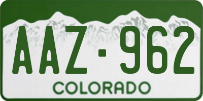 CO license plate AAZ962