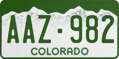 CO license plate AAZ982