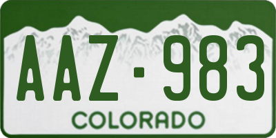 CO license plate AAZ983