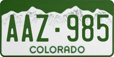 CO license plate AAZ985