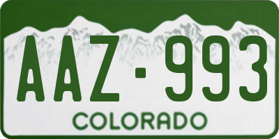 CO license plate AAZ993