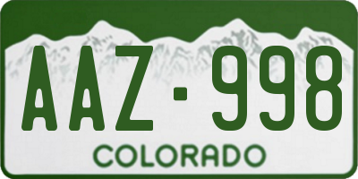 CO license plate AAZ998