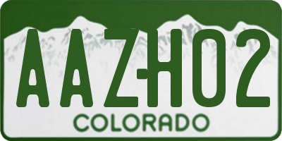 CO license plate AAZH02