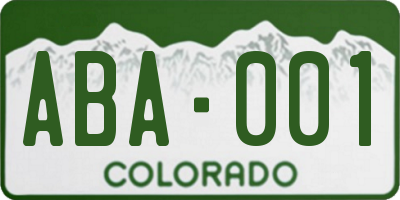 CO license plate ABA001