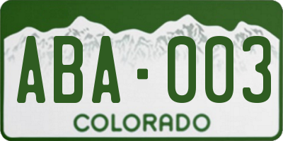 CO license plate ABA003